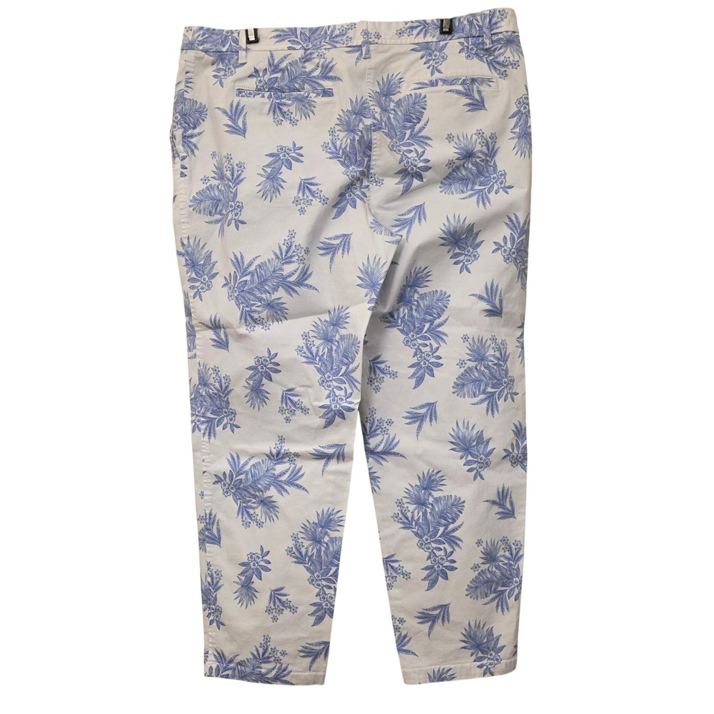 Talbots Relaxed Chino Pants Womens 14 Blue White Tropical Floral Botanical Print - Picture 2 of 8